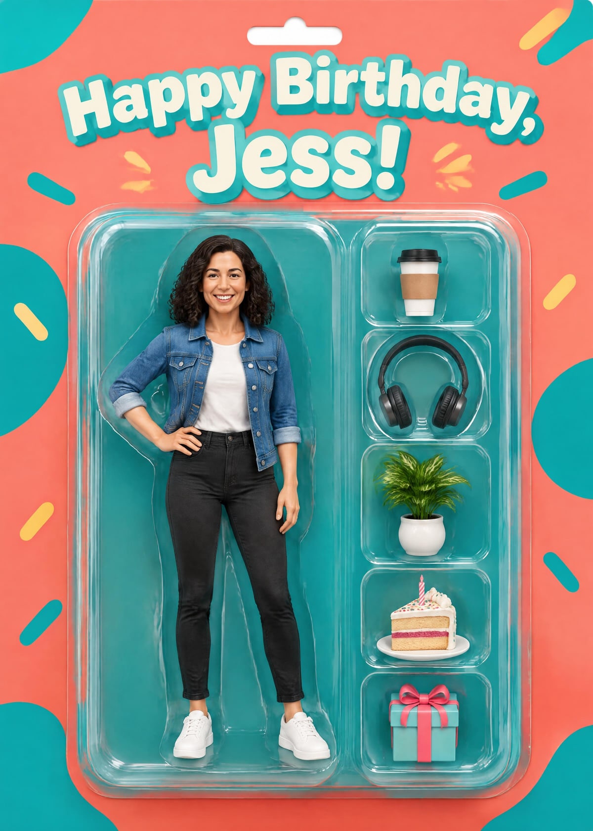 Boxed action figure personalised card template