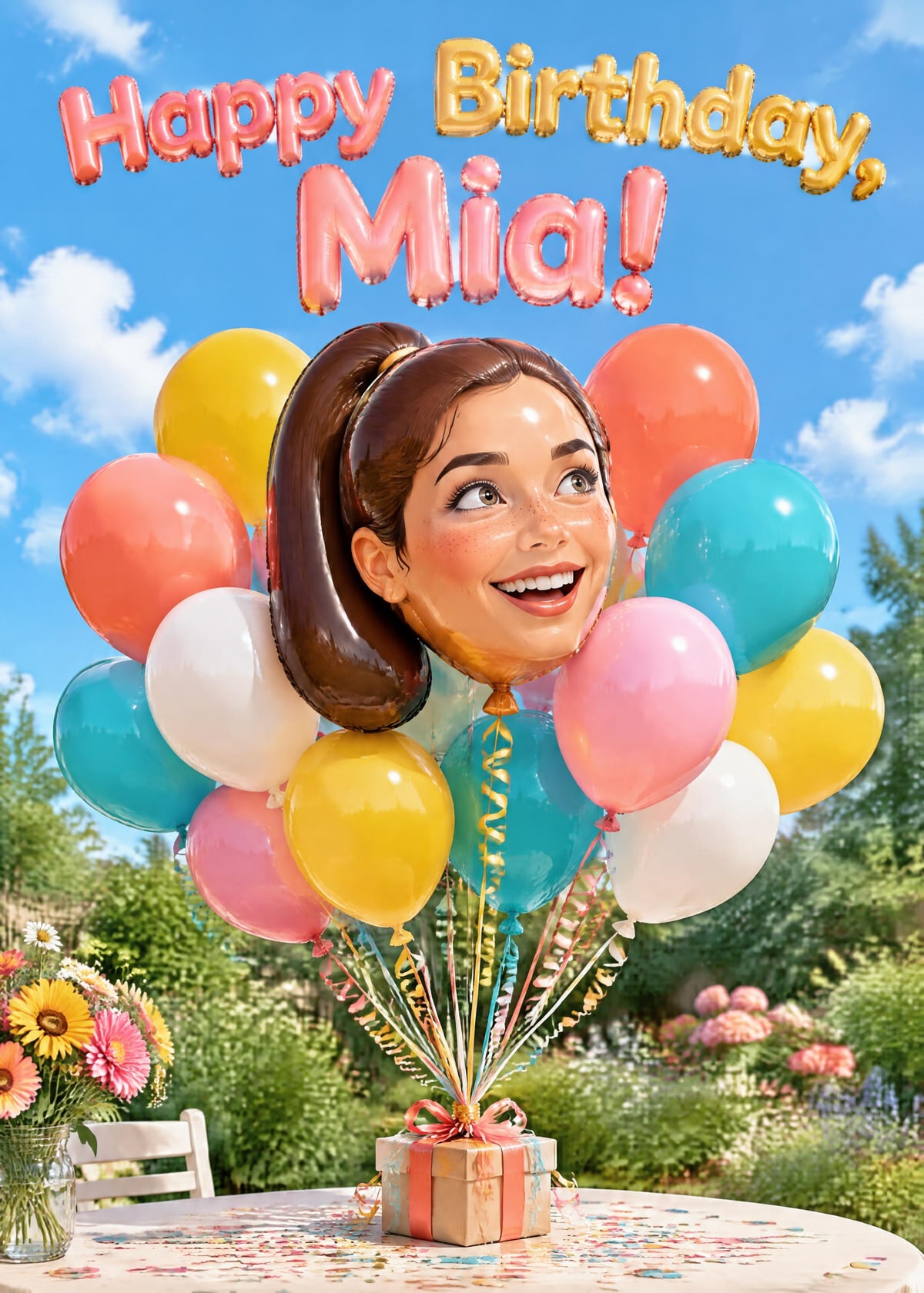 Balloon head personalised card template