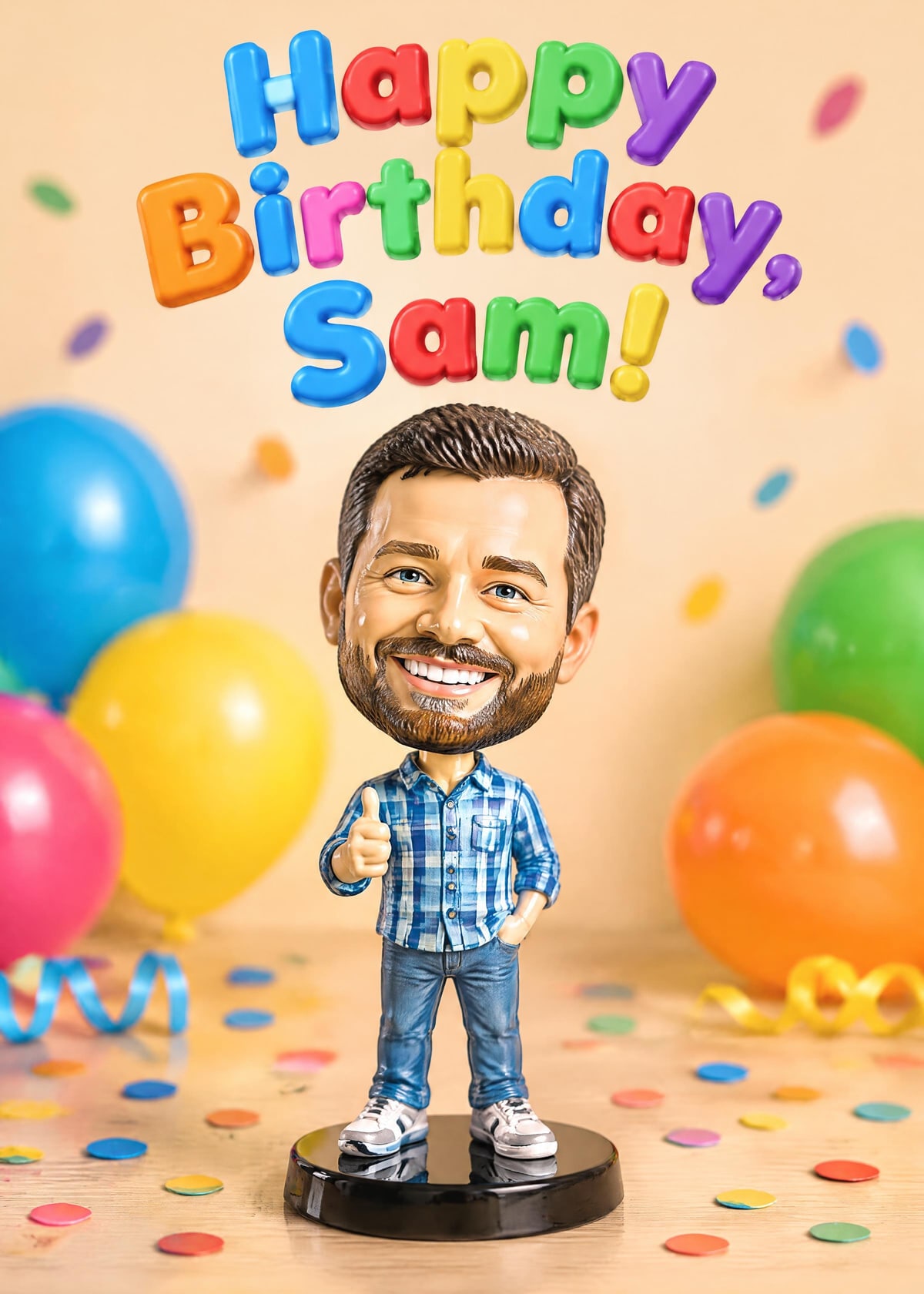 Bobblehead personalised card template