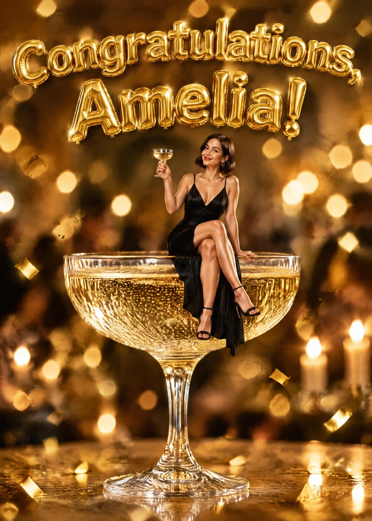 Champagne glass personalised card template