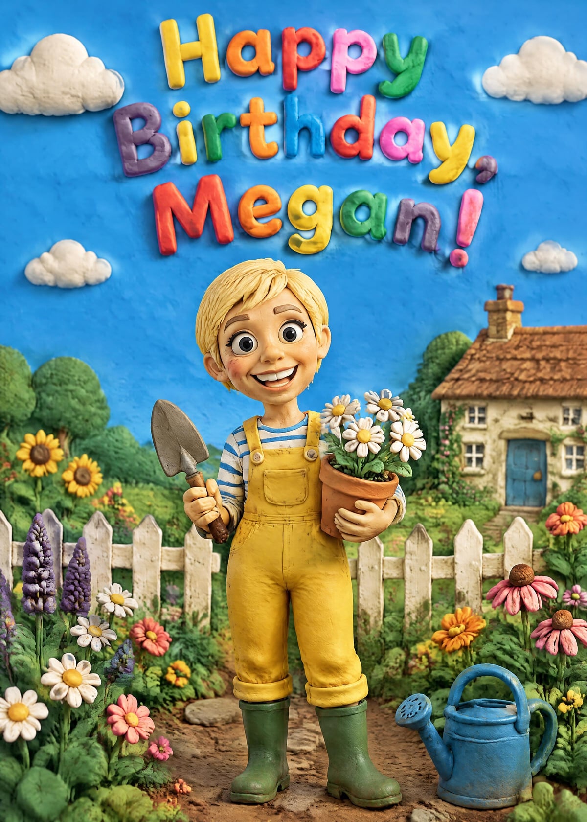 Clay character personalised card template