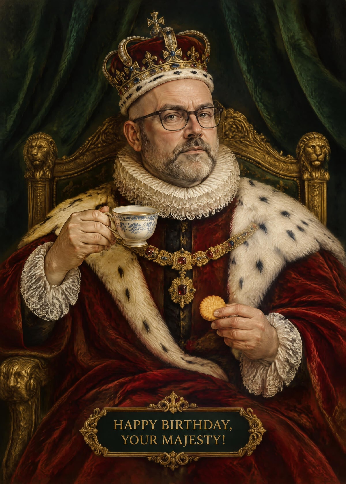 Royal portrait personalised card template