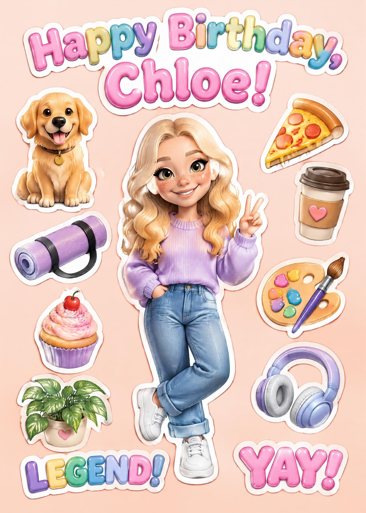 Sticker sheet personalised card template
