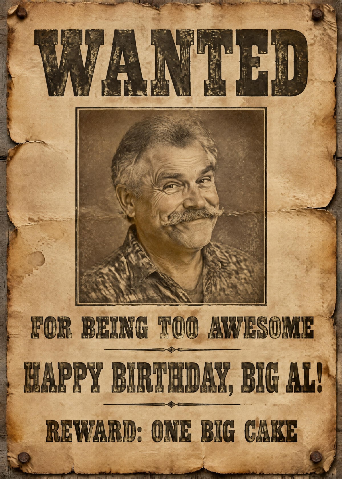 Wanted poster personalised card template